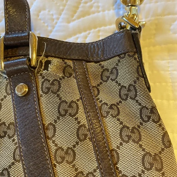 GUCCI REHAB GG Canvas Two Way Authentic Vintage Tote. Preloved.Aged w some wear. - Picture 3 of 10